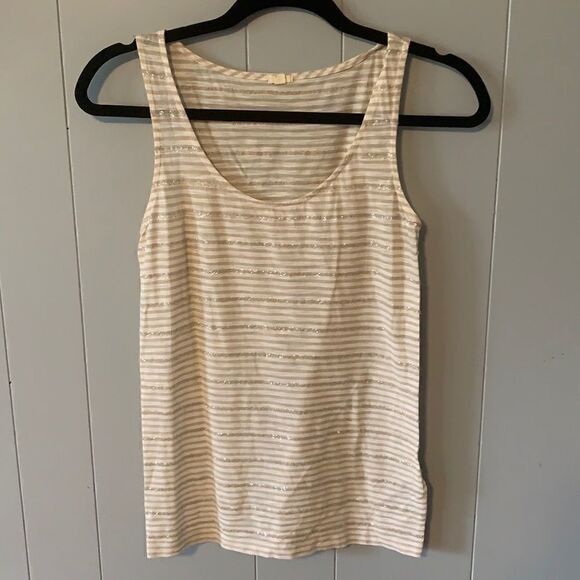 J. Crew Taupe & Cream Striped Tank Size XXS - Picture 1 of 4